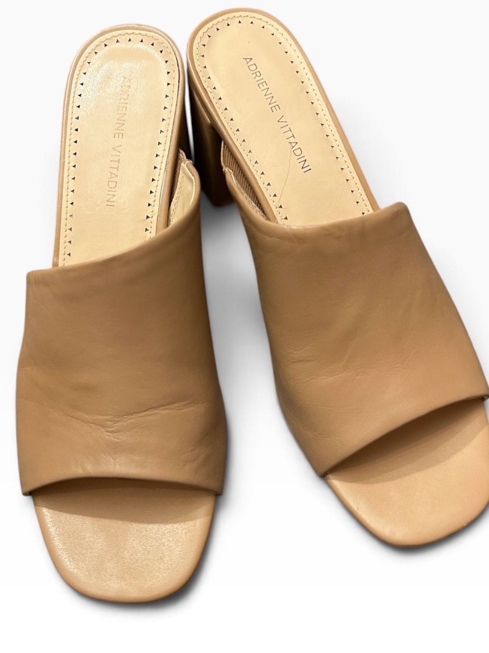 Adrienne Vittadini Tan Leather Slide Espadrilles